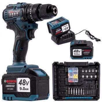 Аккумуляторный ударный бесщеточный шуруповерт Bosch GSR482-2Li (48V, 9Ah) Дрель-Шуруповерт Бош с набором