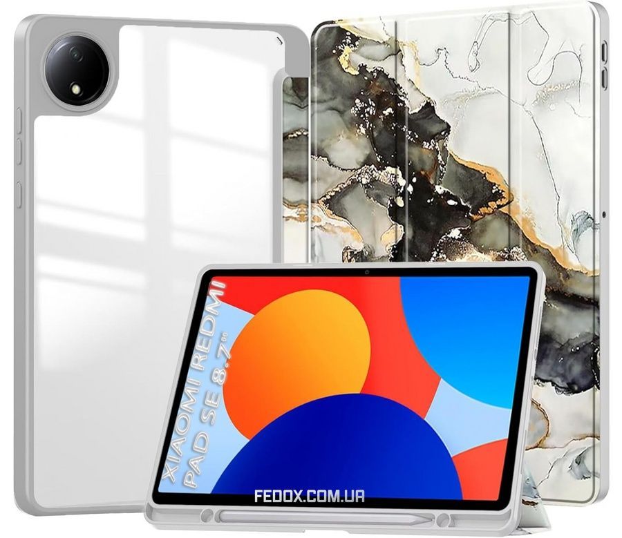 Чохол-книжка BeCover Soft Edge TPU для Xiaomi Redmi Pad SE 8.7 Gray Marble (712575), Різнокольоровий