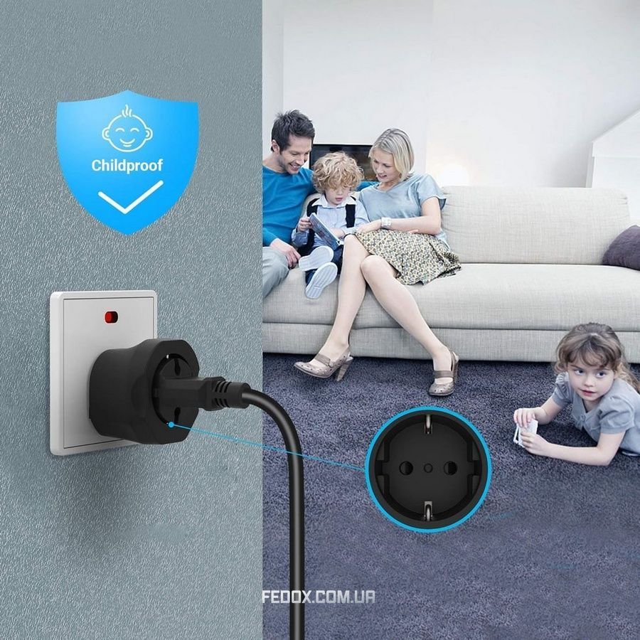 Адаптер Essager EU - UK (F/M) Black (ECTZH-YCC01-Z)