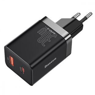 МЗП Baseus Super Si Pro Быстрая Зарядка (Type-C+USB) 30W черный