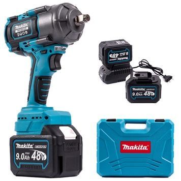 Гайковерт ударный Makita (TW1001GZ) Аккумуляторный бесщеточный 1000Hm (48V/9Ah) импакт-ключ Макита (+Набор инструментов/+2 АКБ)