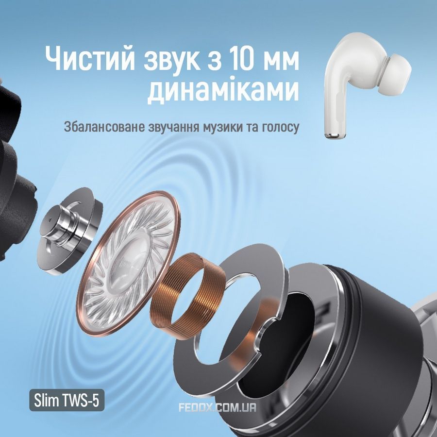 Bluetooth-гарнітура ColorWay Slim TWS-5 Earbuds White (CW-TWS5WT)