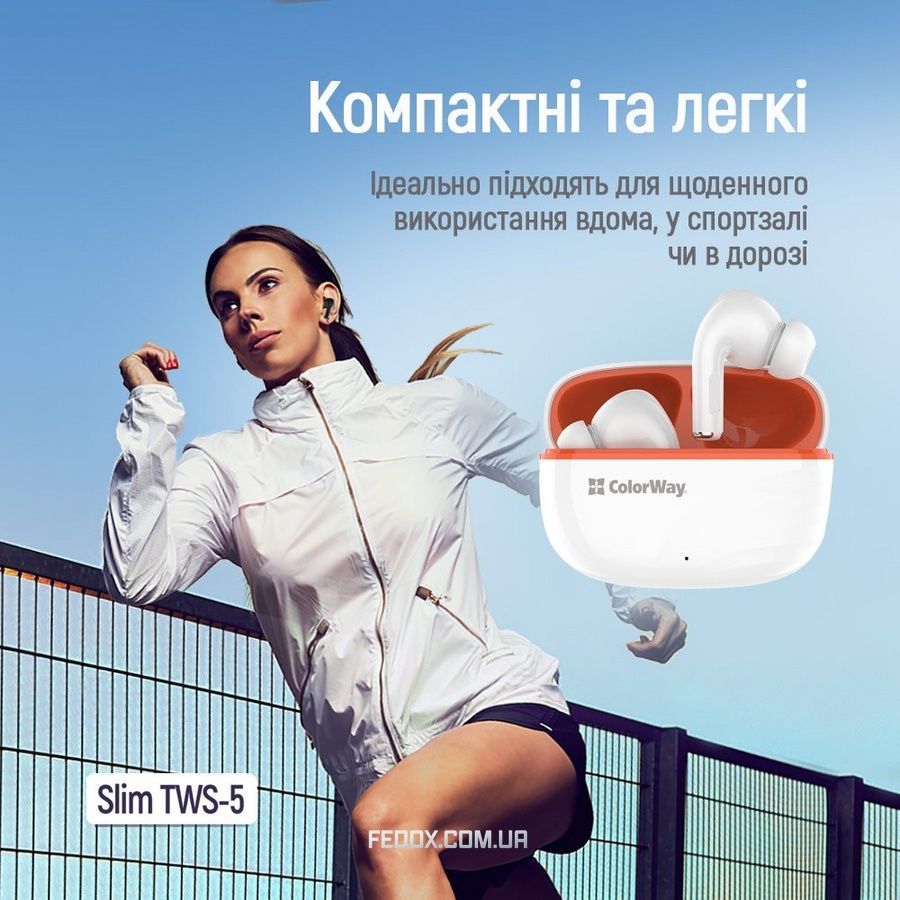 Bluetooth-гарнітура ColorWay Slim TWS-5 Earbuds White (CW-TWS5WT)