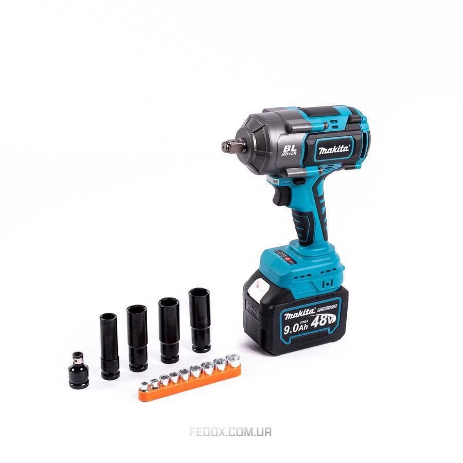 Гайковерт ударний Makita (TW1001GZ) Акумуляторний безщітковий 1000Hm (48V / 9Ah) імпакт-ключ Макіта (+Набір інструментів / +2 АКБ)