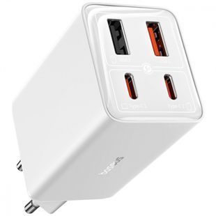 Baseus GaN6 Pro Fast Charger 2 Type-C + 2 USB 65W white