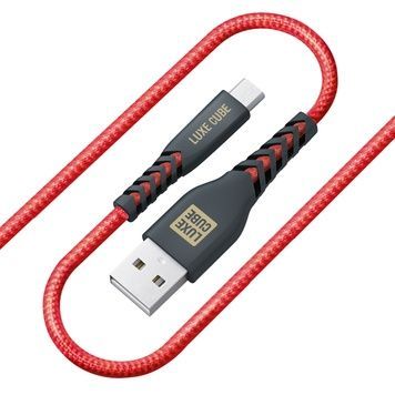 Кабель Luxe Cube Kevlar USB-microUSB (M/M), 1.2 м, красный (8886998686264)