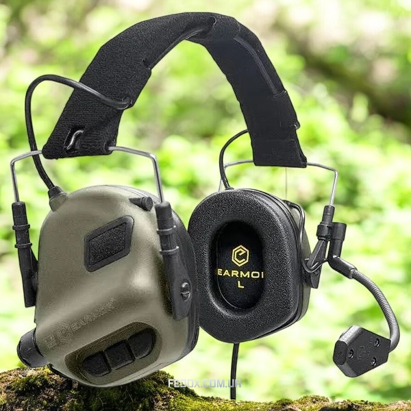 EARMOR M32 MOD3 Тактичні активні навушники Opsmen з радіо гарнітурою. Колір Olive. Захист IPX-5