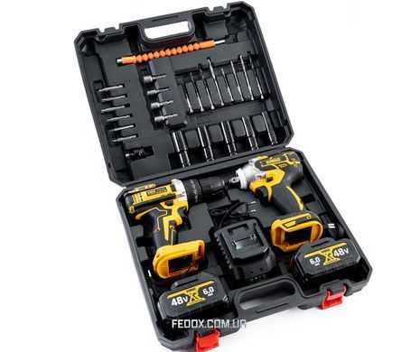 Набор аккумуляторный DeWalt 2в1 48V (Шуруповерт DCD707N+Гайковерт бесщеточный DCF893F) АКБ набор Деволт 2в1