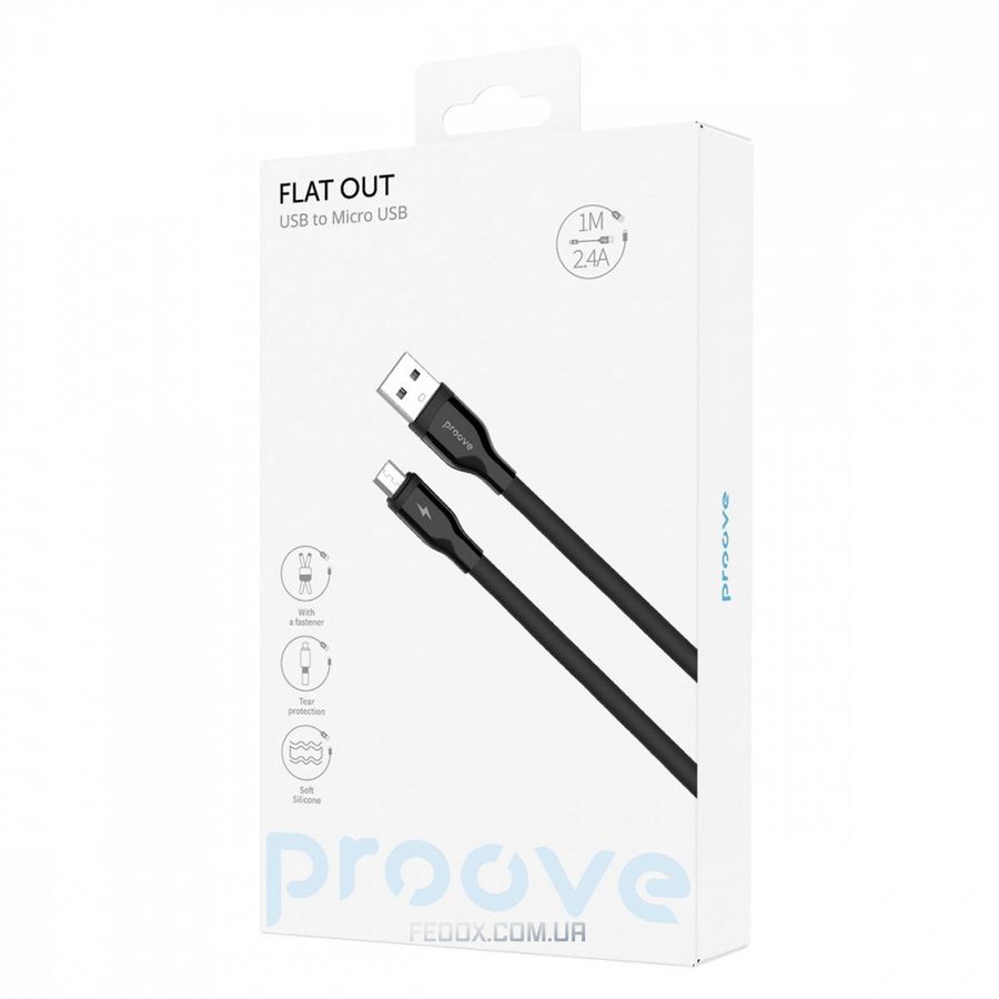 Кабель Proove Flat Out Micro USB 2.4A (1m)