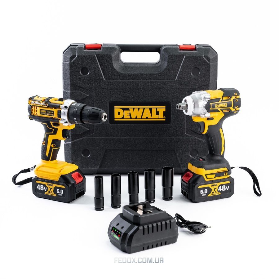 Набор аккумуляторный DeWalt 2в1 48V (Шуруповерт DCD707N+Гайковерт бесщеточный DCF893F) АКБ набор Деволт 2в1