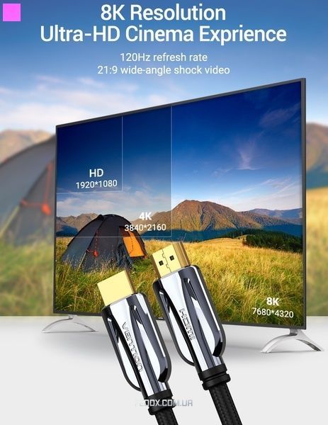 Кабель Vention HDMI-HDMI, 2 m, v2.1 (AALBH)