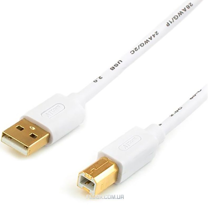 Кабель Atcom USB - USB Type-B V 2.0 (M/M), 1.8 м, ферит, білий (3795) пакет