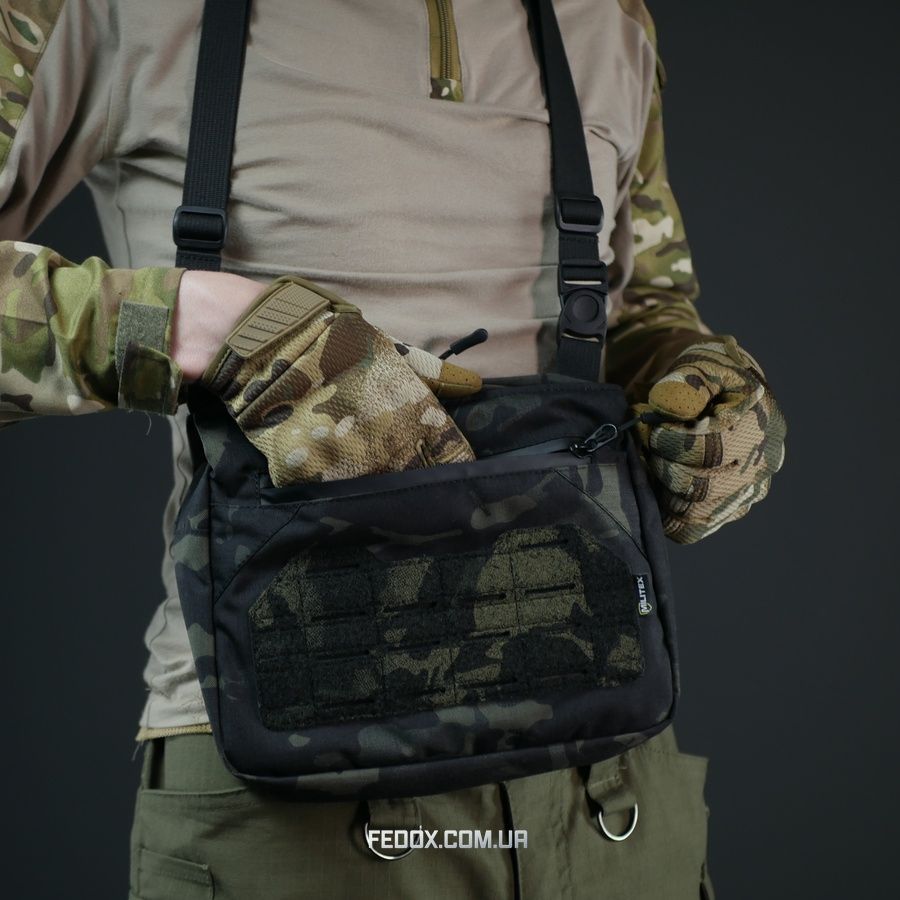 Тактична смарт-сумка через плече "Tactic city bag" Cordura USA &mdash; Чорний Мультикам