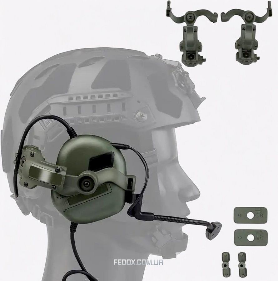 Крепление на шлем для активных наушников Earmor / Impact sport / Walker&rsquo;s / Razor и др. Адаптер с поворотом чебурашки Цвет Оливковый