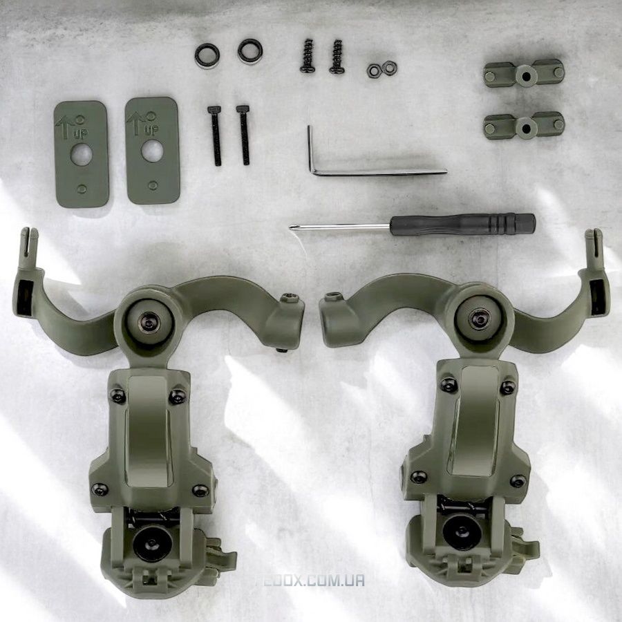 Крепление на шлем для активных наушников Earmor / Impact sport / Walker&rsquo;s / Razor и др. Адаптер с поворотом чебурашки Цвет Оливковый
