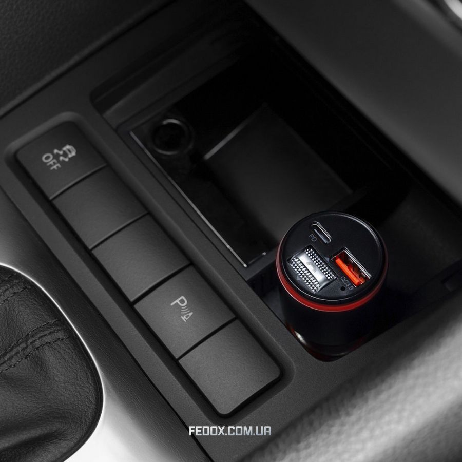 АЗП Proove FM Лаунчер Пауэр Драйв 30W (PD+QC3.0) Type-C+USB+AUX серебристый