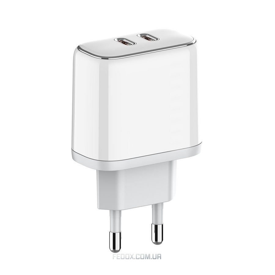 Сетевое зарядное устройство ColorWay Power Delivery Port PPS USB (Type-C PD + Type-C PD) (40W) White (CW-CHS048PD-WT)