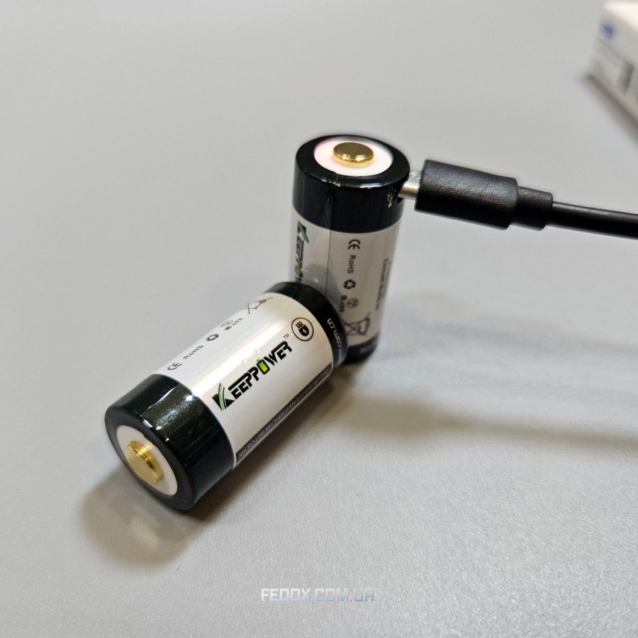 Li-Ion акумулятор KeepPower Protected Micro USB P1634U2 RCR123A 1000 мАг 3,0 В. Батарейка літієва