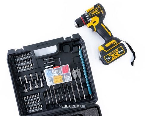 Акумуляторний безщітковий дриль-шуруповерт DeWalt DCD800NT (36V, 6AH) Деволт із набором інструментів
