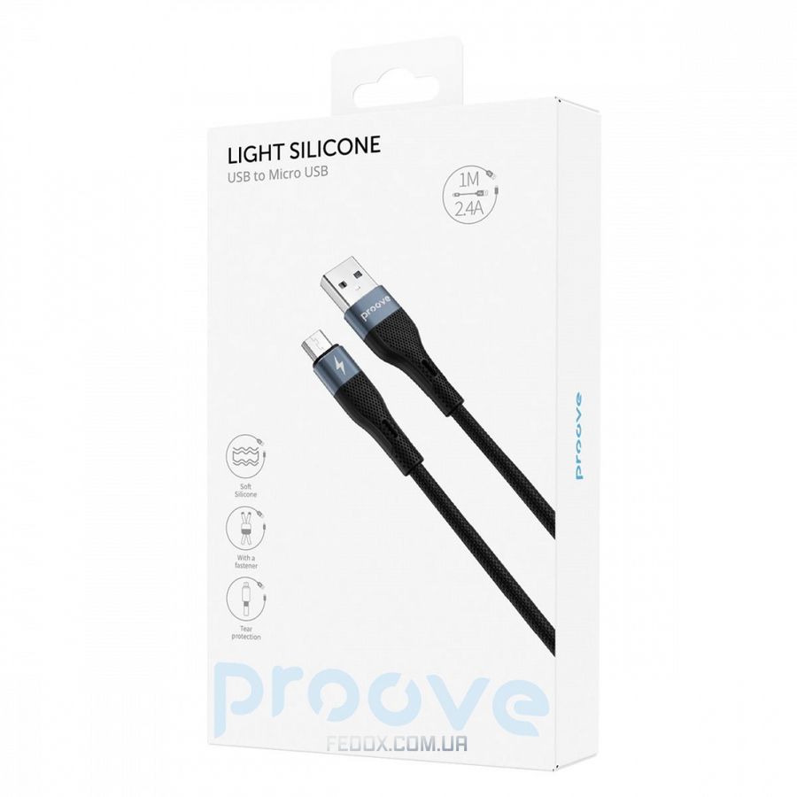 Кабель Proove Light Silicone Micro USB 2.4A (1m)