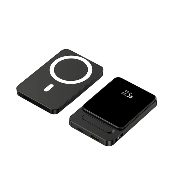 Мобільний Павербанк Magsafe BV1-Black Потужний Зовнішній акумулятор на 10000mAh Швидка зарядка 22.5W з підставкою. Magnetic battery pack