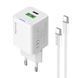 Мережевий зарядний пристрій ColorWay GaN Mini 30W PD Port PPS USB (Type-C PD + USB QC4.0) White (CW-CHS053PDC-WT) + кабель USB Type-C
