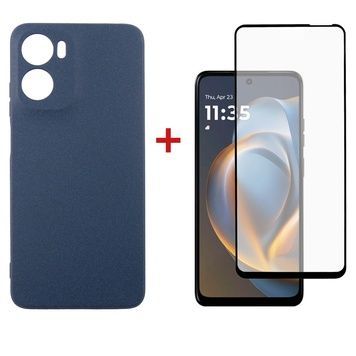Чехол-накладка Dengos Carbon для Motorola Moto G05 Blue (DG-KM-179) + защитное стекло