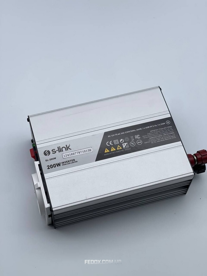 Автоінвертор перетворювач Inverter S-Link 200W реальна міскість