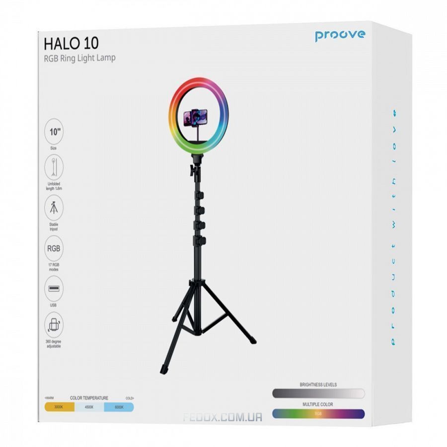 Кольцевая светодиодная RGB лампа Proove Halo (10inch) белая