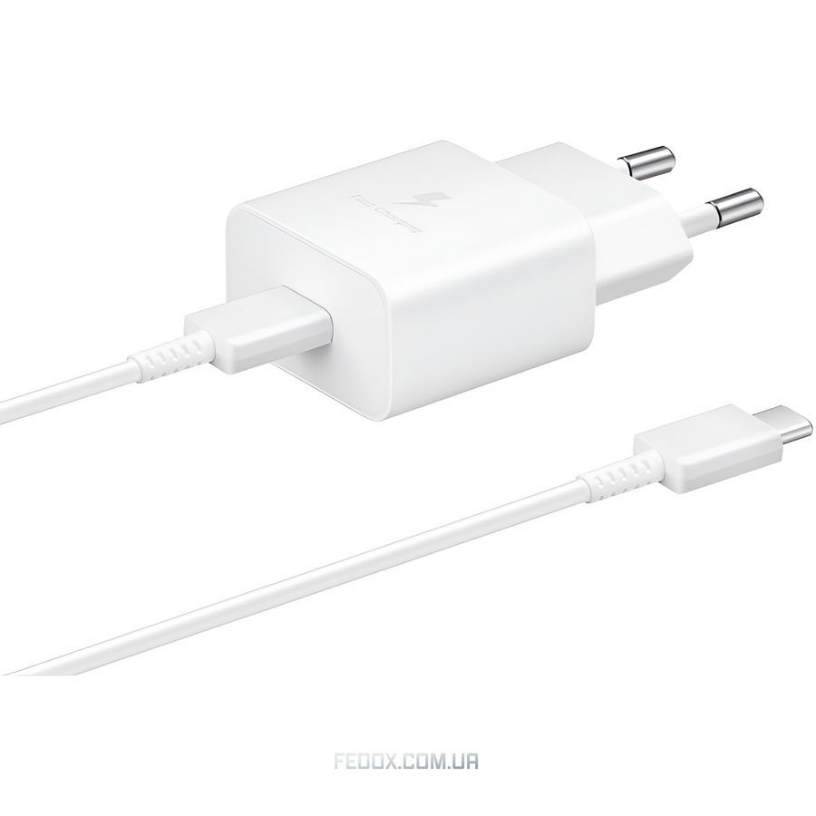 Мережевий зарядний пристрій Samsung EP-T1510X White, 1xUSB Type-C, 15W + кабель USB Type-C (EP-T1510XWEGEU)