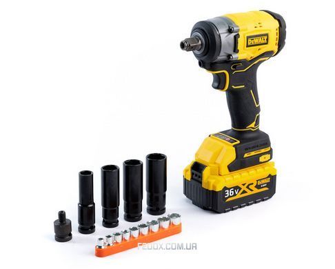 Гайковерт ударний DeWalt (DCF901P2) Безщітковий Акумуляторний (36V / 6Ah) імпакт-ключ Девольт 500 Hm (+Набір інструментів / +2 АКБ)