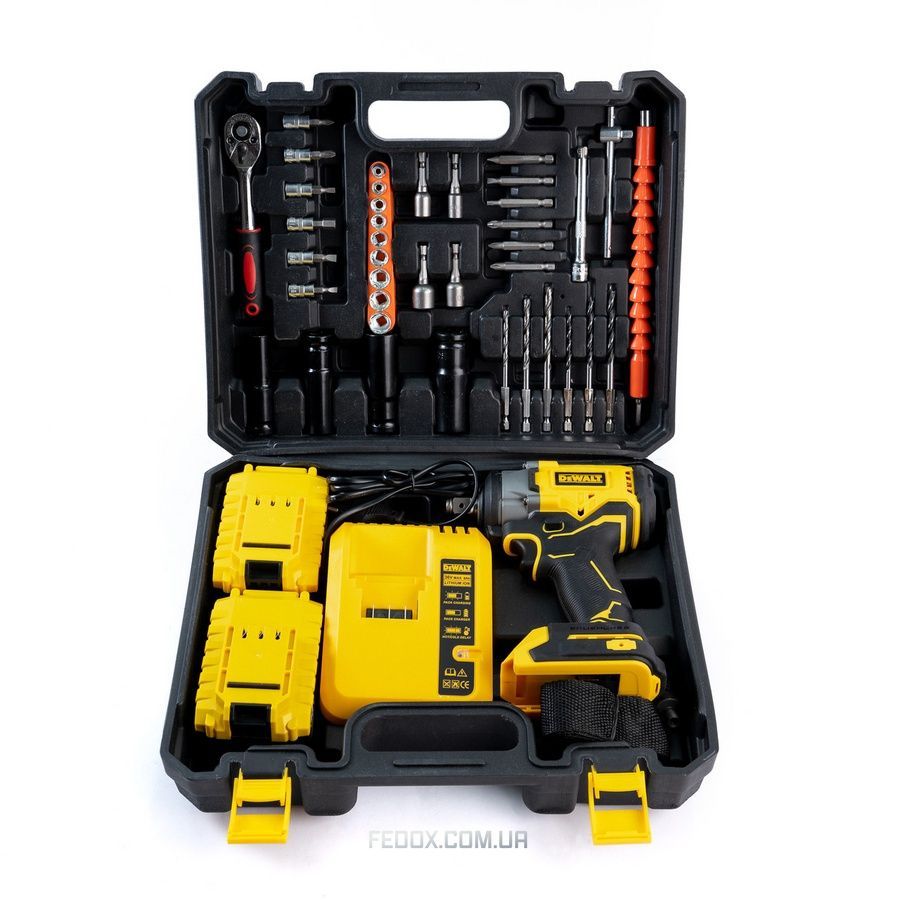 Гайковерт ударний DeWalt (DCF901P2) Безщітковий Акумуляторний (36V / 6Ah) імпакт-ключ Девольт 500 Hm (+Набір інструментів / +2 АКБ)