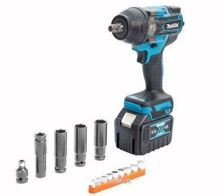 Гайковерт ударний Makita (TW002GZ) Акумуляторний безщітковий 1000Hm (48V / 9Ah) імпакт-ключ Макіта (+Набір головок / +2 АКБ)