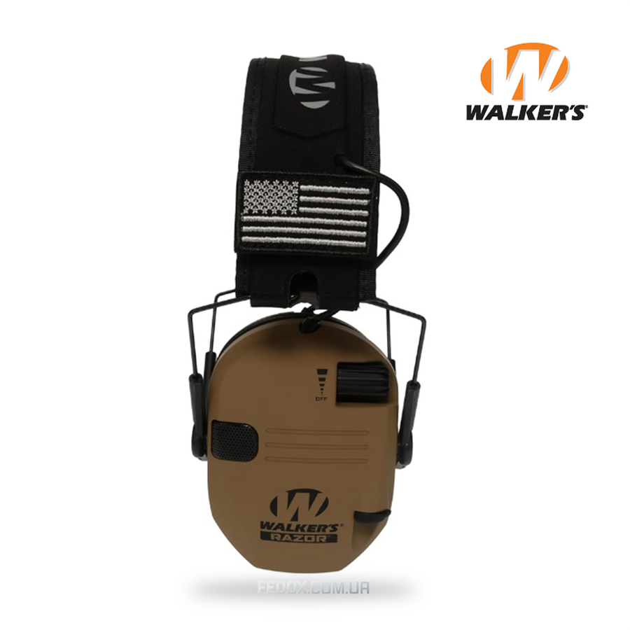 Активні навушники Walker's Razor Slim Original з патчами (Коричневий)