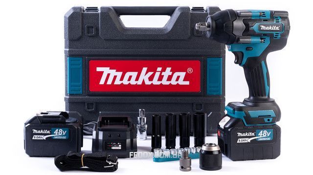 Гайковерт ударный Makita (TW001GD) Аккумуляторный бесщеточный 800Hm (48V / 9Ah) импакт-ключ Макита (+Набор головок /+2 АКБ)