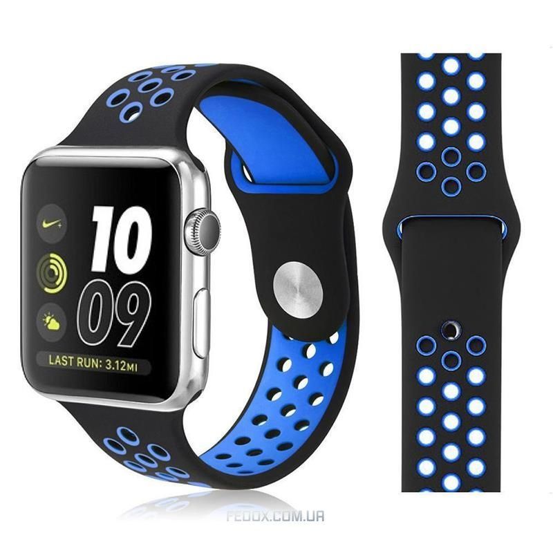 Ремешок BeCover Nike Style для Samsung Galaxy (20mm)/Watch 5/Watch 4 40/44mm/Watch 4 Classic 42mm/Gear Sport Black-Blue (705692)