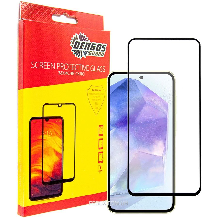 Защитное стекло Dengos для Samsung Galaxy A55 5G SM-A556 Black Full Glue (TGFG-345)