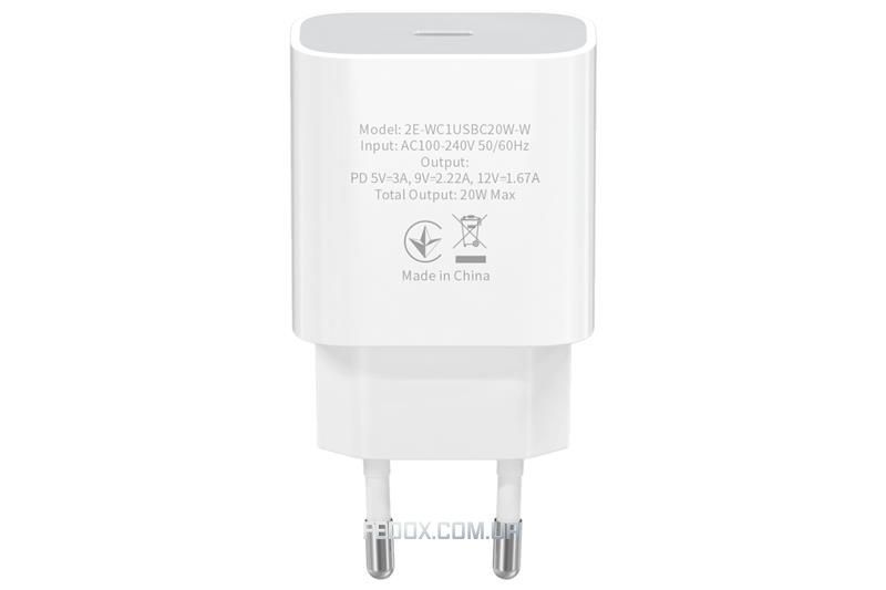 Сетевое зарядное устройство 2E (1USB 3A) White (2E-WC1USBC20W-W)