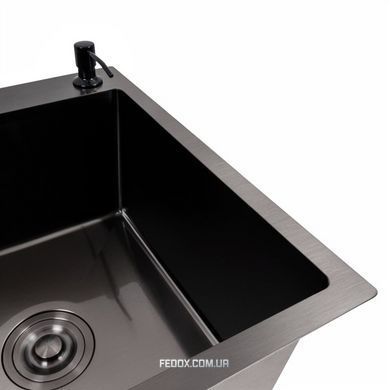 Кухонная мойка со смесителем VALESO Handmade PVD черный XK09B черный, 650х500 мм