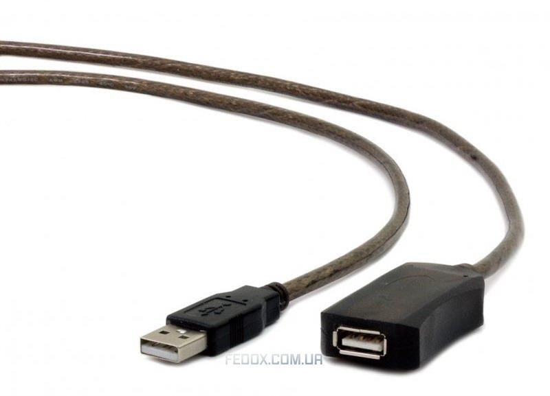Кабель Cablexpert USB - USB V 2.0 (F/M), активный удлинитель, 5 м, черный (UAE-01-5M)