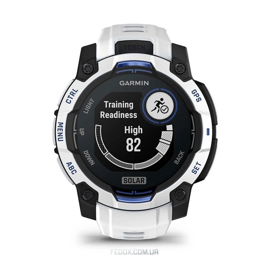 Смарт-годинник Garmin Instinct 3 45mm Solar Whitestone with Whitestone/Bolt Blue Silicone Band (010-02934-03)