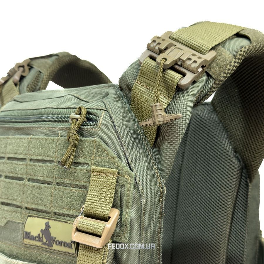 Плитоноска тактична військова Black Voron&reg; з системою швидкого скидання Cordura-1000 Olive