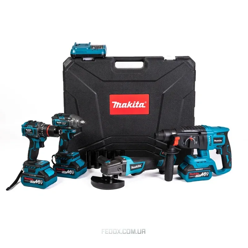 Набір Makita 4в1 DHP485BL+DHR330Z+DGA554ZL+TW007GM 48V 6Ah