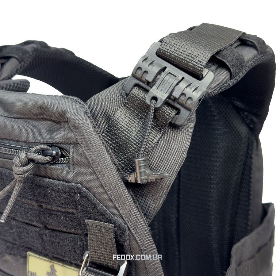 Плитоноска тактична військова Black Voron&reg; з системою швидкого скидання Cordura-1000 Black