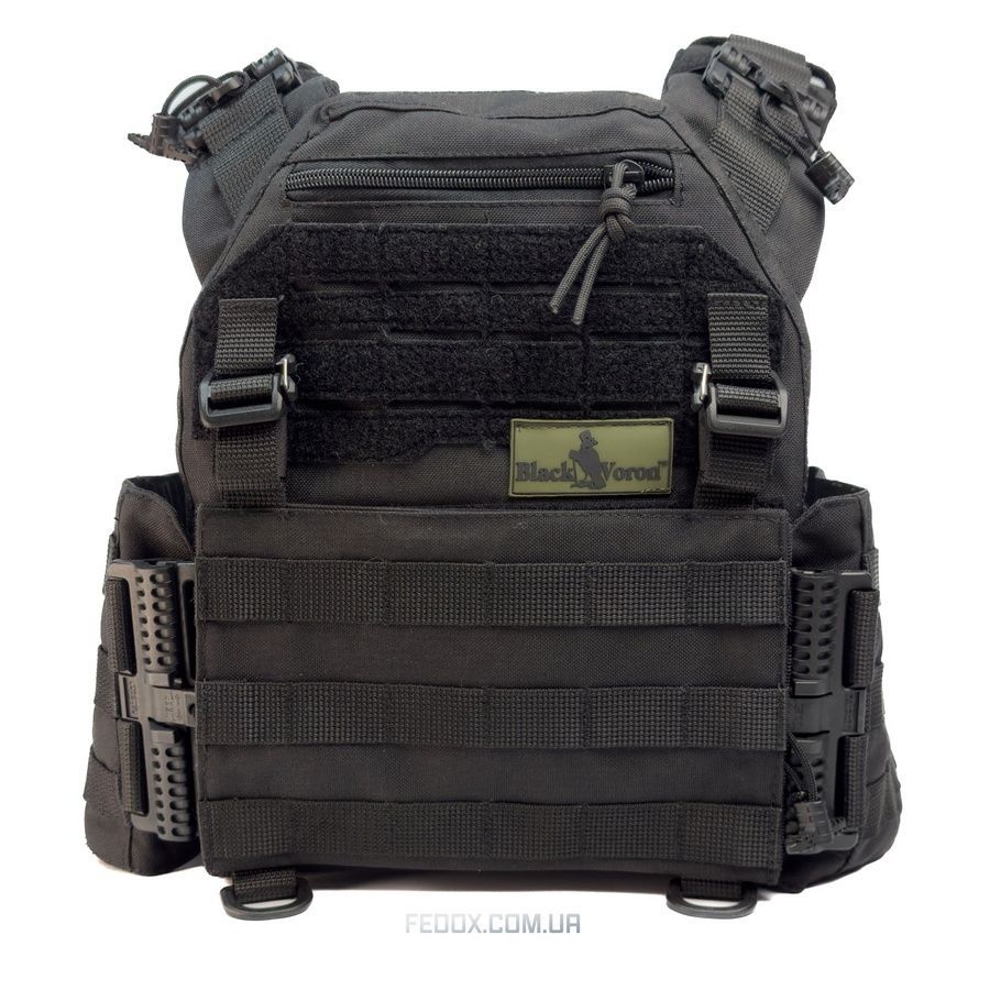 Плитоноска тактична військова Black Voron&reg; з системою швидкого скидання Cordura-1000 Black