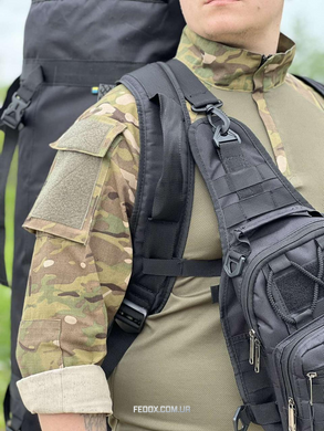 Сумка через плече &mdash; Чорна з MOLLE-системою