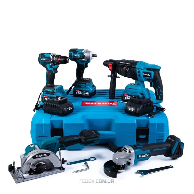 Набір Makita 5в1 48V (шуруповерт, болгарка, гайковерт, перфоратор, циркулярка)