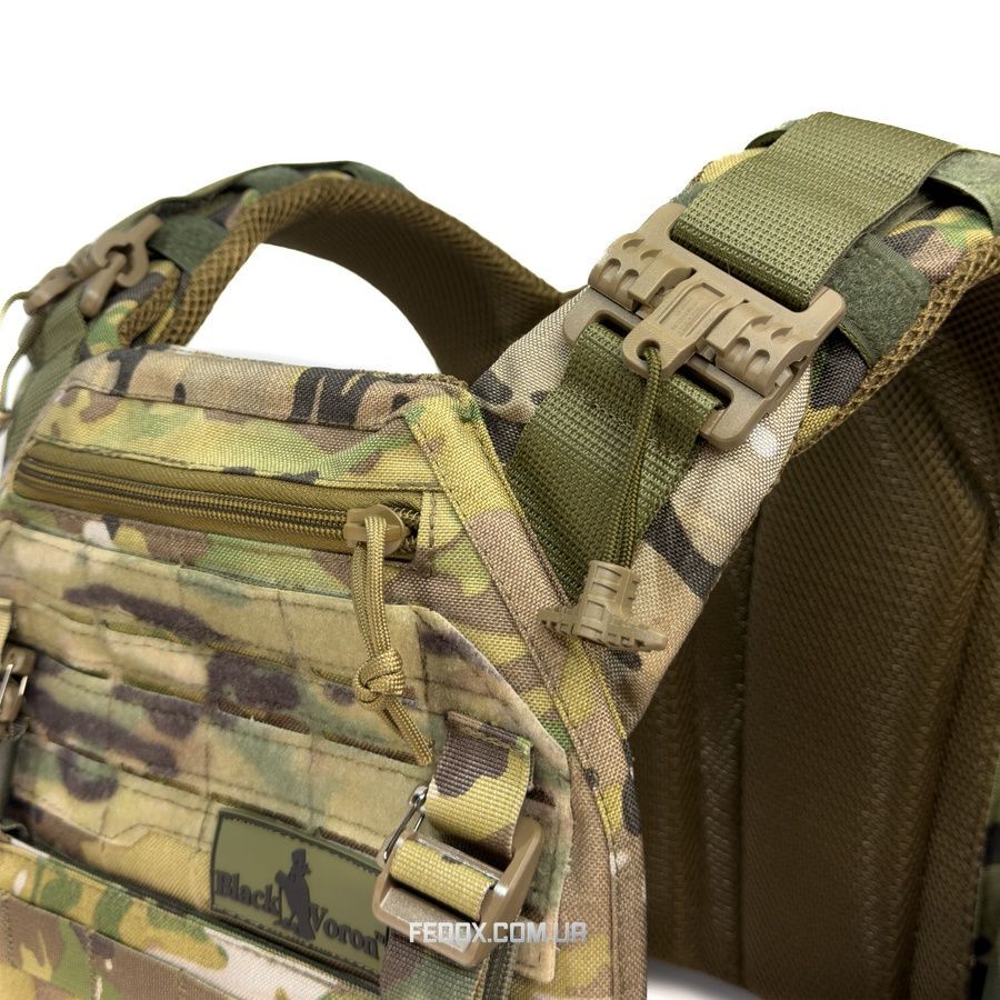 Плитоноска тактична військова Black Voron&reg; з системою швидкого скидання Cordura-1000 MultiCam&reg;