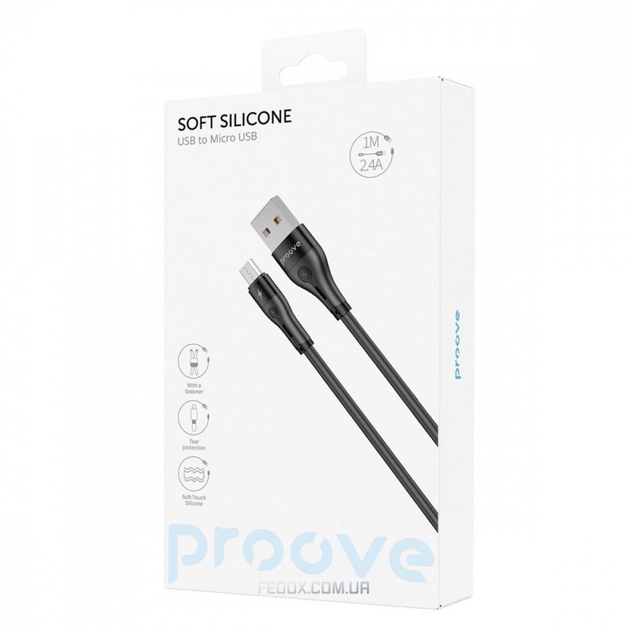 Кабель Proove Soft Silicone Micro USB 2.4A (1m)