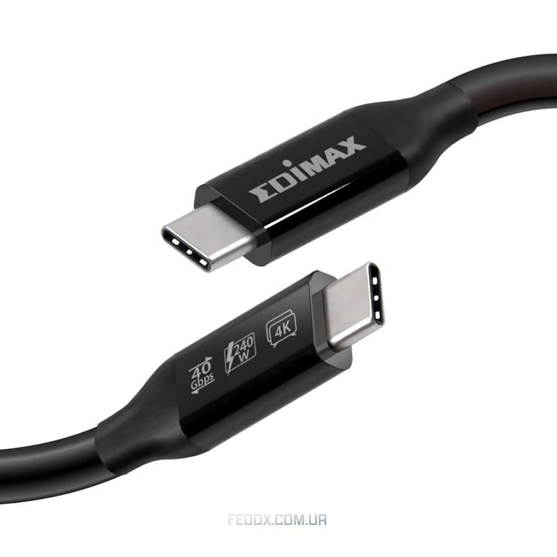 Кабель Edimax UC4 V2 USB Type-C - USB Type-C (M/M), Thunderbolt 3, 240 W, 20 V, 5 A Max, 1 м, Black (UC4-010TB)
